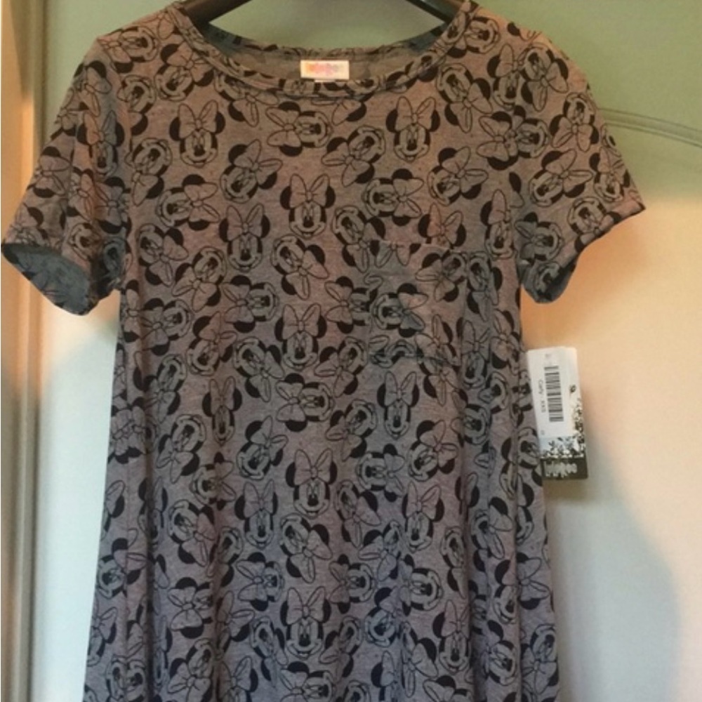 Lula Roe Minnie Mouse Dress Carly Disney Dress Gray & Pink Short Sleeves - Picture 12 of 12